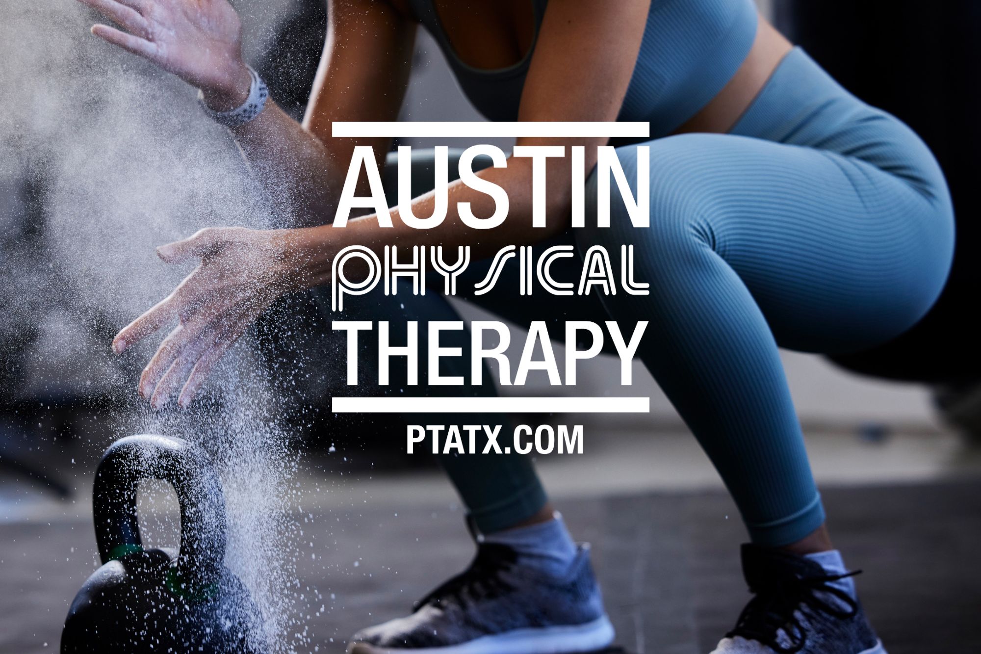 peptide therapy Austin, image of woman using chalk and lifting a kettle bell.